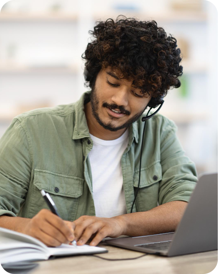 Student studying online