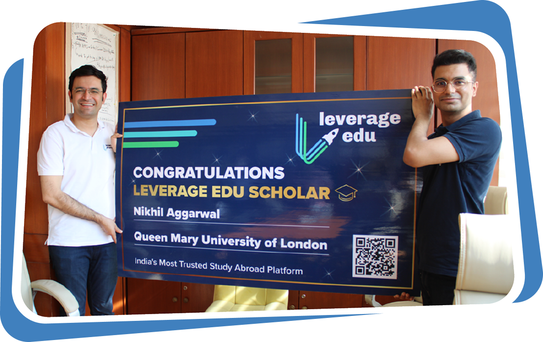 Leverage Edu scholarship winner holding certificate