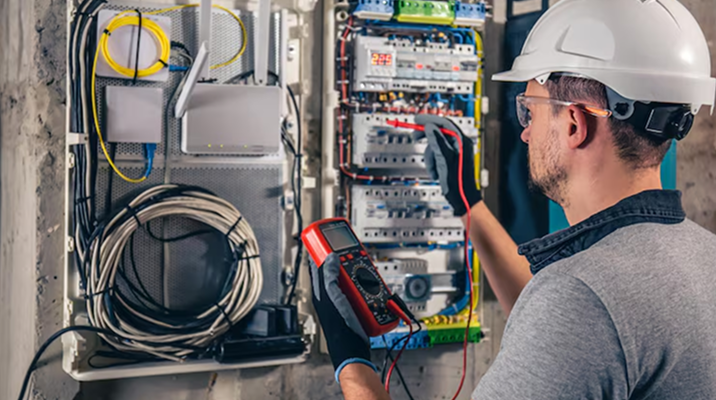 Electrical and instrumentation technician working on control systems
